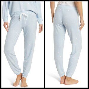 💕PJ SALVAGE💕 Star Print Jogger Pants Cozy Chic Pajama Pants Powder Blue XL NWT